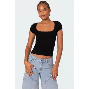 Priscilla Lace Trim T Shirt