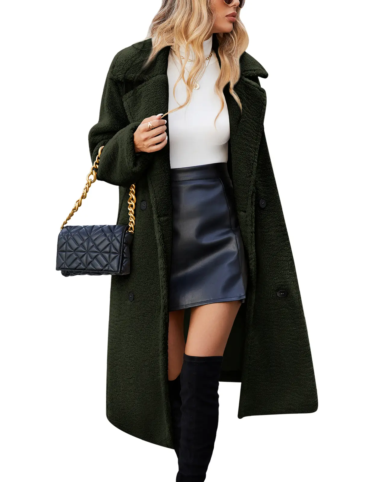 LNALIKA Women's Fleece Winter Coat Fuzzy Lapel Open Front Long Cardigan Jackets Fluffy Faux Fur Warm Fashions Outwear Casual Aesthetic Formal Soft