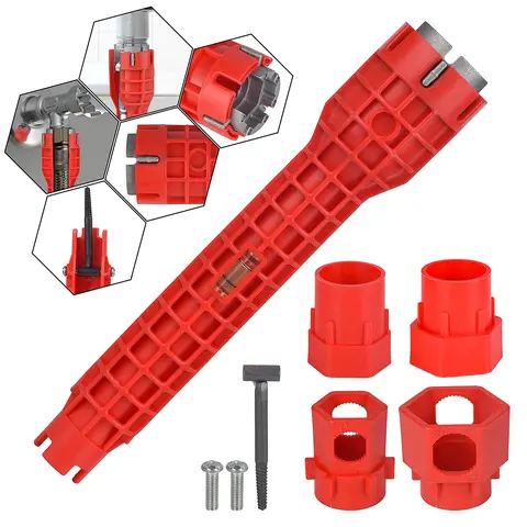 14-in-1 Multifunctional Wrench, 1pcs Metal Faucet and Sink Hand Tool with Multiple Bits for Tight Spaces, Kitchen Repairs, Tools for Plumbers