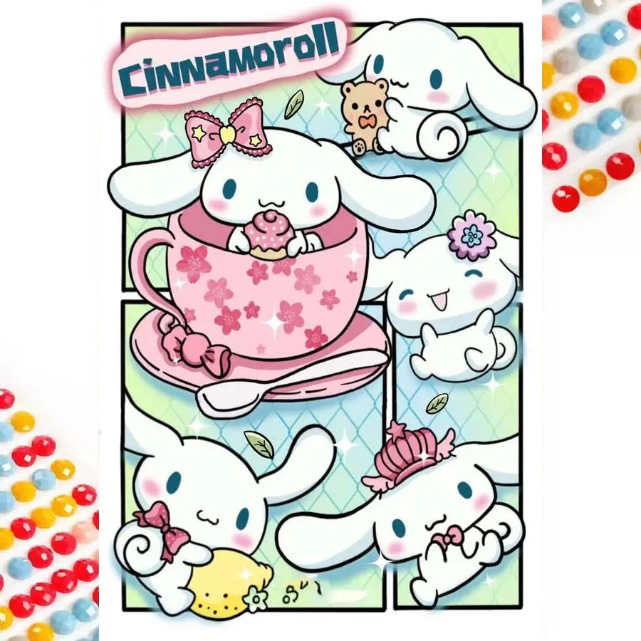 5D DIY Full Rhinestone Round Diamond Painting - Diamond Painting Kit Cartoon Rabbit Mosaic Canvas DIY Wall Art, Home Wall Decoration