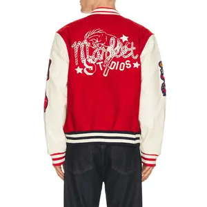 Market Old West Varsity Jacket in Navy & Salsa