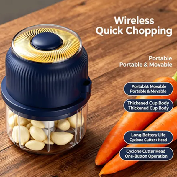 Compact Stainless Steel Electric Garlic Masher - Mini Sized Product, Transparent Bowl Kitchen Utensil for Moms, Renters, Beginners, Easy Cleanup, Chop Crush Garlic Puree Nuts Mini Meat Grinder, Mini Sized Products