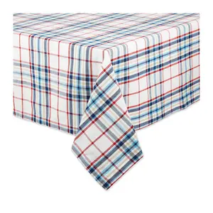 Design Imports 60" x 104" Lighthouse Plaid Tablecloth