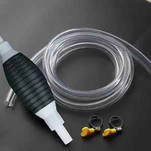 Portable Suction Pump with Flexible PVC Hose, Ideal for Gas Oil Water Fuel Transfer, Compact Design for Easy Use