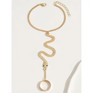 Trendy Snake Design Finger Ring Bracelet – Delicate Versatile Jewelry for Party, Daily Wear & Birthday Gift for Her