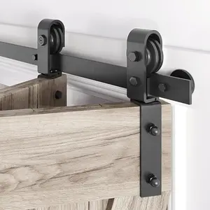 40" Bifold Sliding Barn Door Hardware Track Kit,Side Mounted Black J Shape Roller,Smoothly and Quietly,Assembly Easy,Fit Double 18" Bi-Folding Doors (Door Not Included)