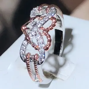 Shiny Love Twist Zircon Ring - 1pc Unisex Couple Wedding Engagement Promise Ring for Bride, Eternity Anniversary Birthstone & Romantic Holiday Gift