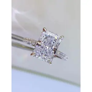 3 Carat Radiant Cut Synthetic Moissanite Ring, 14K White Gold Plated Engagement Ring, Wedding Ring, Promise Ring for Her, Elegant Glittering Ring