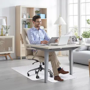 Office Chair Mat for Hard Floor, Heavy Duty PET Material, Transparent with Rounded Edges, Anti-Slip Spikes, Easy Rolling for Office & Gaming Chairs, Multi-Functional