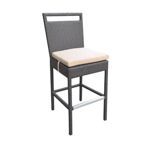 Armen Living Tropez Outdoor Wicker Barstool inFabric Cushions