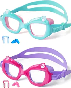 MARISUN 2 Pack Kids Swim Goggles for 3-15 UV Protection Anti-Fog Pool Water Swimming Goggles For Boys Girls Youth Toddler，Anti-fog for Toddler Girls Boys 3-15 Adjustable Waterproof mask high definition swim glass  anti-fog swimming goggles Nose Clips