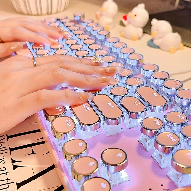Pink Gaming Keyboard - Typewriter Style
