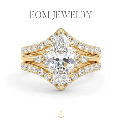 Ethereal Marquise Cut Bridal Ring Set V-Shaped Chevron Pavé Engagement Ring for Women Wedding Engagement Anniversary Valentine's Day Birthday Gift Daily Wear