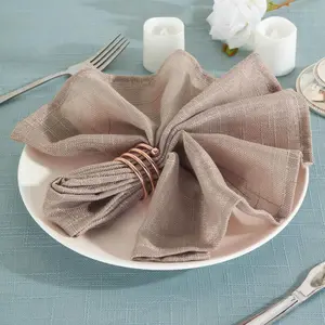 5 Pack Faux Linen 20"x20" Napkins Taupe - Slubby Textured & Wrinkle Resistant Cloth Napkins