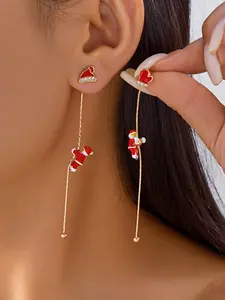 Fashion Creative Climbing Santa Claus Tassel Earrings, Christmas Jewelry for Women, Unique Design, Perfect Holiday Gift