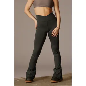 May Split Flare Leggings - Moss - FINAL SALE