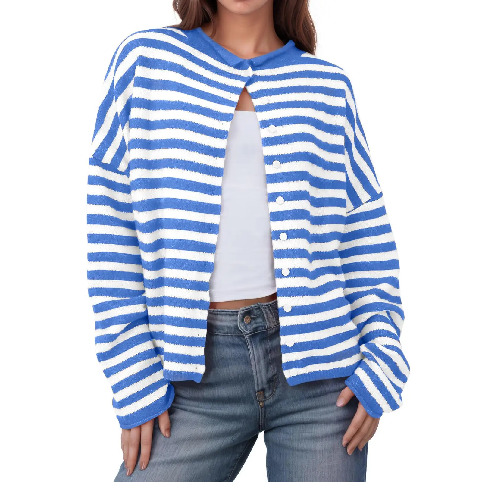 UNCLECAT Womens Striped Cardigan 2026 Trendy Casual Knit Tops Open Front Top Lightweight Fall Sweaters