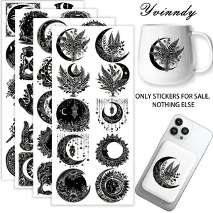 40Pcs/set Dark Astrology Iron On Stickers For Cup Be Waterproof UV DTF Printable Vinyl Paper Fun Designs Durable Construction Long-Lasting Adhesion Must-Have For Craft Enthusiasts Cups Mugs Sticker Sold Only Sticker Not Cup