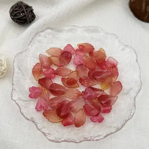 Petals Deep Red Glass Petal Beads for DIY Ancient Chinese Hairpins & Hanfu Accessories Translucent Texture Vintage Charm