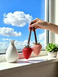 Cute Strawberry Bag Charm for Women, Aesthetic Fruit Keychain Purse Pendant, Fashion Backpack Accessory Charm, Lightweight Y2K Style Ornament for Phone Case, Car & Daily Use Decoration