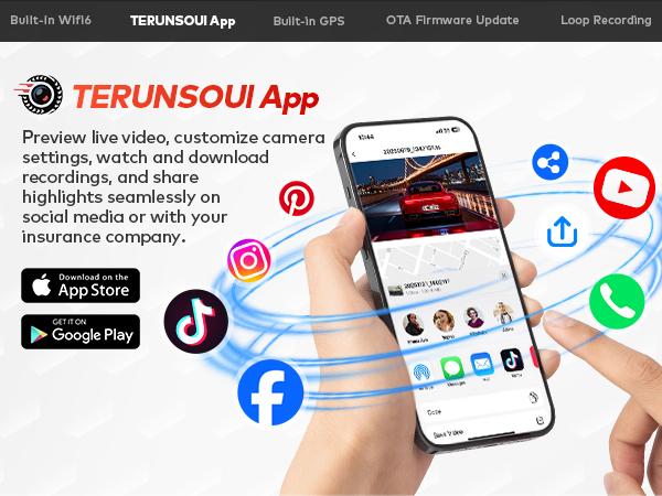 TERUNSOUL 4K Dual Dash Cam with Front-Rear Camera Options, Triple Camera Variant, GPS, 5GHz WiFi App Control, 128GB Card Included, Night Vision, 24H Parking Mode dashcam sohochic TERUNSOUL 4K Dual Dash Cam with Front-Rear Camera Options, Triple Camera Variant, GPS, 5GHz WiFi App Control, 128GB Card Included, Night Vision, 24H Parking Mode dashcam sohochic