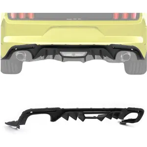 Rear Diffuser Compatible with 2018-2022 Ford Mustang Bumper Lip Spoiler Splitter Valance Protector PP Plastic Black