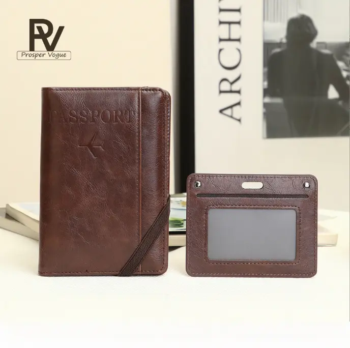 Prosper Vogue Vintage Leather RFID Blocking Passport Holder Wallet for Men & Women, Multi-Slot Document Organizer with Elastic Strap for International Travel