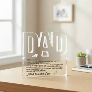 Letter Pattern Clear Acrylic Plaque, Acrylic Plaque Sign, Creative Transparent Ornament, Desktop Decoration for Home Office, Room Decor, Gift for Dad