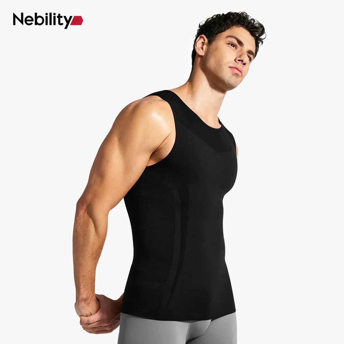 【New Arrival】Nebility Men’s Seamless Shapewear Tank Top – Slim Fit Body Shaper Undershirt, Light Tummy Control, Breathable Stretch Fabric, Invisible Everyday Support, Moisture-Wicking & Breathable for Daily Wear & Workout，fathersdaygift