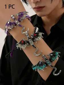 Vintage Fashion Metal Dragon Pendant Bracelet, Adjustable Unisex Streetwear Accessory, Unique Subculture Design, Perfect Daily Gift, Chain Bracelet