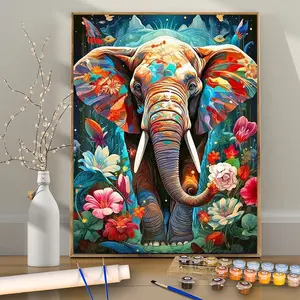 1PCS Elephant- 16x20 Inch - Frameless - Suitable for Art Students DIY Digital Painting Kit - Professional Paintings - Paint by Numbers - Handcraft Art Set - Paint by Numbers - Acrylic Painting - For Home Wall Decoration and Gifts - Frame Not Included