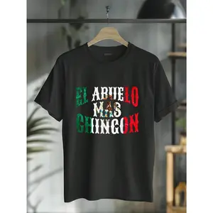 GGOR 100% Cotton El Abuelo Mas Chingon Mexican Spanish Grandpa Father's Day T-Shirt