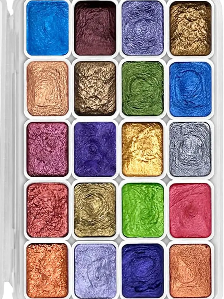 20 Color Shifting Watercolor Paint Kit, Shimmer Metallic Watercolor Paints, Glitter Watercolor Paint, Solid