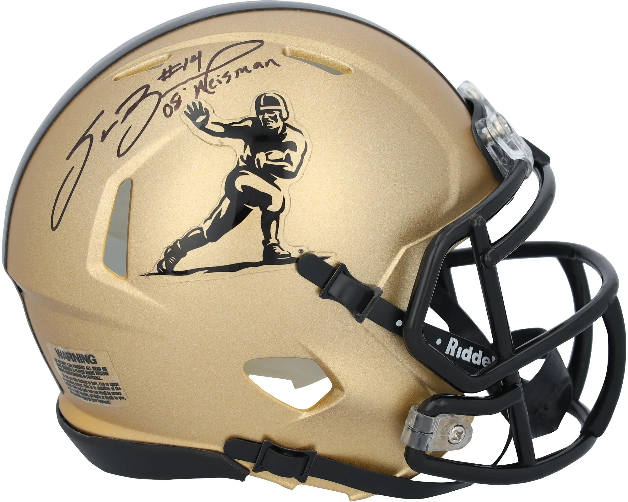 Sam Bradford Oklahom Sooners Autographed Riddell Heisman Gold Speed Mini Helmet with "08 Heisman" Inscription - Fanatics Authentic Certified