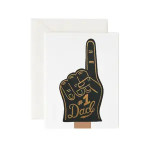 #1 Dad Card - Black Hand with "1 Dad" Text, Gold Color, Unique Design, Ideal for Father's Day Gifts