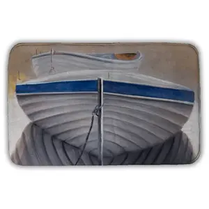 360 Stand Nautical Coastal Boat Motif Rectangle Bath Mat - 21x34 in. Decorative Microfiber Foam, 2 Canoe Design, Absorbent Bathroom Essential for Shower Use, Gift, Bathroom Mat
