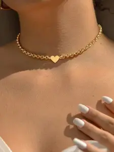 Women's Heart Initial Pendant Necklace, Vintage Stainless Steel Chain, Casual Style Jewelry for All Seasons