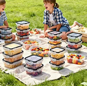 Plastic 48-Piece Food Storage Set - 24 Containers + 24 Easy-Snap Lids, Airtight Leakproof BPA-Free Stackable, 4oz-34oz, Microwave Freezer Safe, Meal Prep Kitchen Pantry Use, Christmas Gift, US Local Fast Delivery