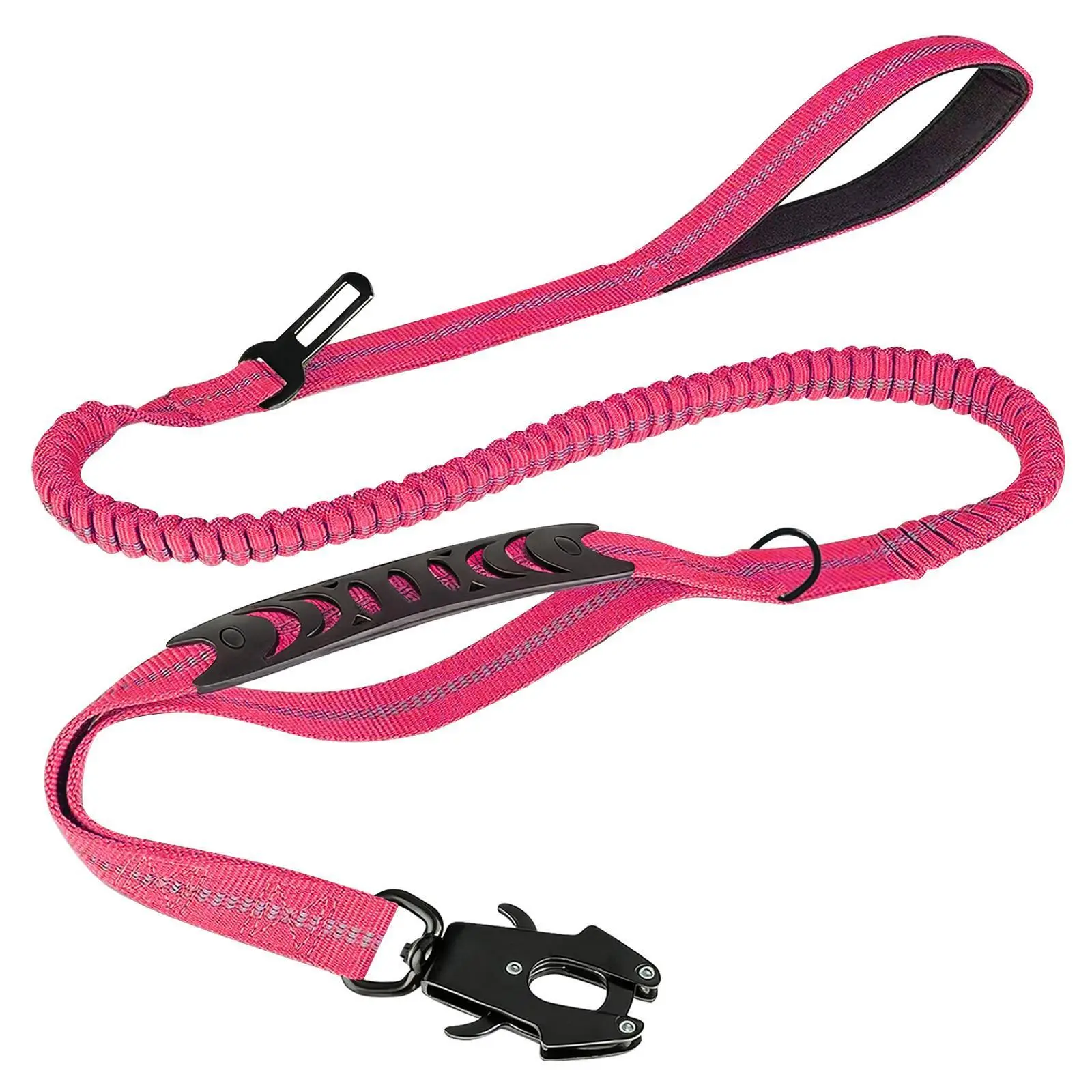 Shock-Absorbing Bungee Dog Leash with Padded Handle, Traffic Handle, Reflective Stitching and Safety-Locking Swivel Clasp for Dogs