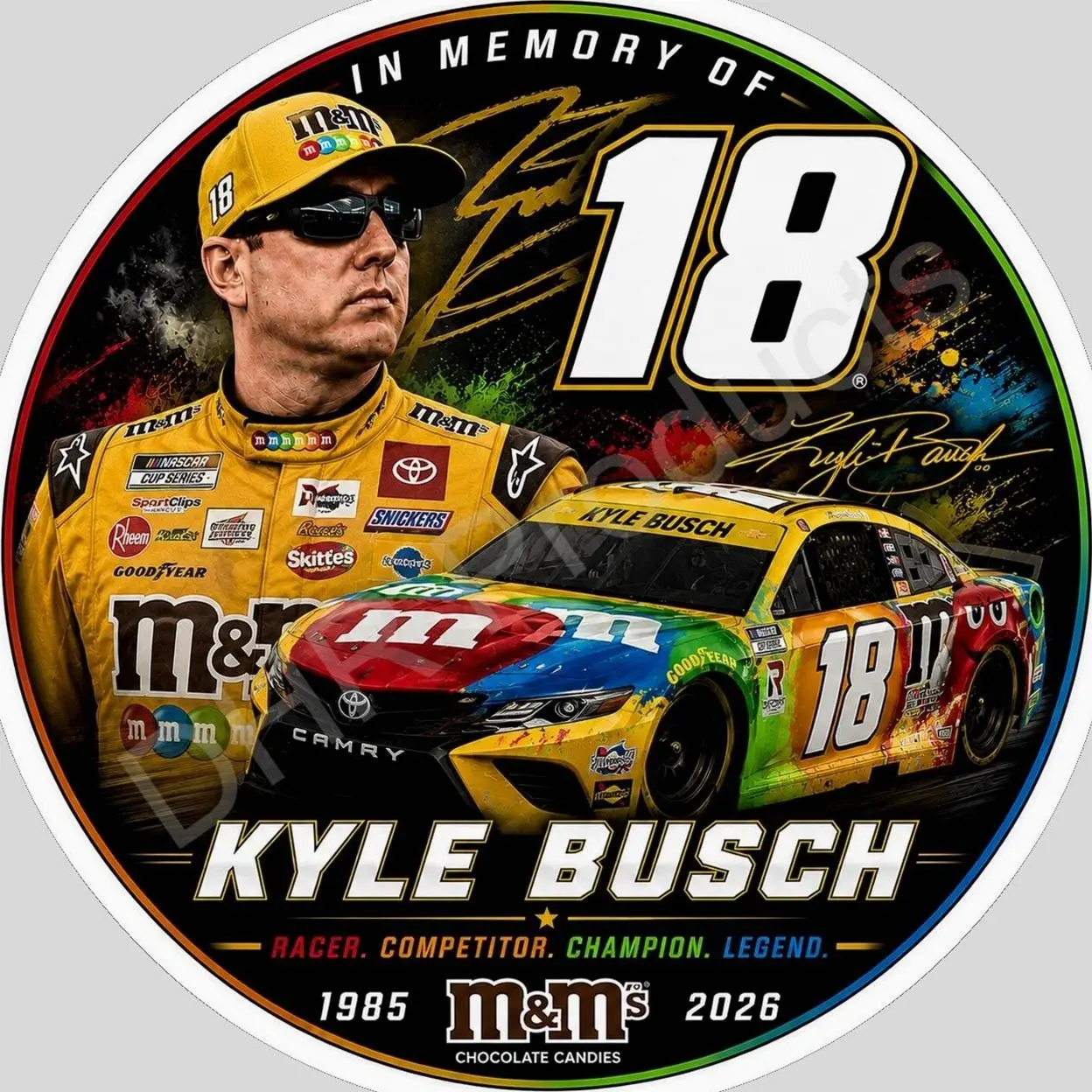 Kyle Busch Number 18 Tribute Commemorative Vinyl Sticker/Decal NASCAR 09