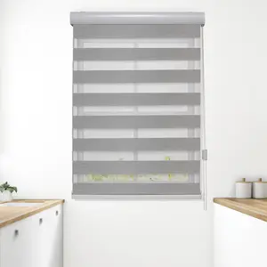 Mocassi Corded Zebra Blinds, Dual Layer Window Treatments Sheer Light Control