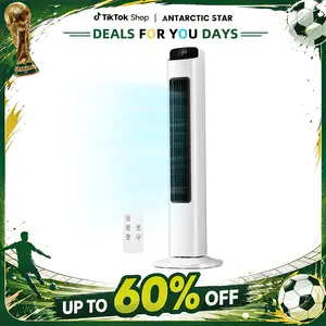 【DealsForYouDays】Antarctic Star Portable Tower Fan - 80° Oscillating Bladeless Fan with Remote Control, 5 Speed Settings & 3 Modes, Room Temperature Display, Low Noise Design for Bedroom & Living Room