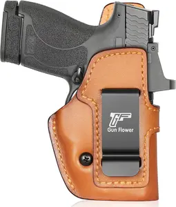 GUN & FLOWER  IWB Leather Holster for M&P Shield 9mm – Comfortable Concealed Carry, Optic Cut, Fits Shield Plus & M2.0 (Right Hand)