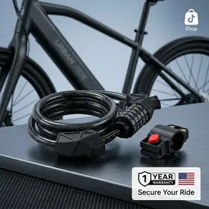 Premium E-Bike Cable Lock – 8mm Braided Steel, 5-Digit Combination, Weatherproof & Cut-Resistant, Fits Most E-Bike Frames, Quick Mount Bracket Included