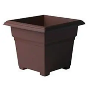 212 MAIN Outdoor Square Shape Deep Root Tub Planter, Classic Line Design, Brown 14x14x13" - Novelty Mfg Co P-Countryside Style Garden Planter for Home Improvement, Classic Lines