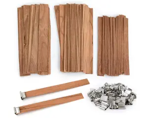 50 Set Wood Candle Wicks 3 Widths, DIY Candle Making Supplies Wooden Wicks with Iron Stands for Handmade Candles Including 20Set 5.1x0.51in