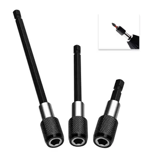 K7  3Pcs 1/4 Inch Hex Shank Magnetic Drill Bit Extension, Quick Release Screwdriver Nut Drill Bit Holder Extension Kit Set for Impact Driver Bits Power Tools - 2/4/6 Inch Length