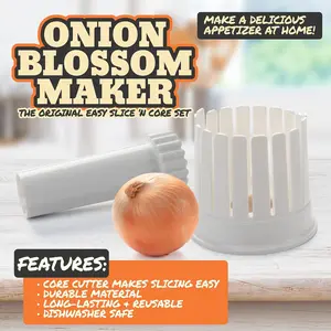 1 Set Home Onion Slicer, Onion Blossom Maker - All-in-One Blooming Set W Core Cutter & Knife Guide - Make Restaurant Style Fried Onion Blossoms At Home- Durable, Reusable, Kitchen Gadget, Vegetable Cutter Tool, Fried Onion Appetizer