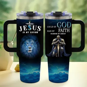 1pc Lion & Knight Stainless Steel Water Bottle 40oz with Straw & Handle - Double-Wall Vacuum Insulated, Leakproof BPA-Free Hot/ Drink Bottle Suitable for, Office, Travel, Gym, & s