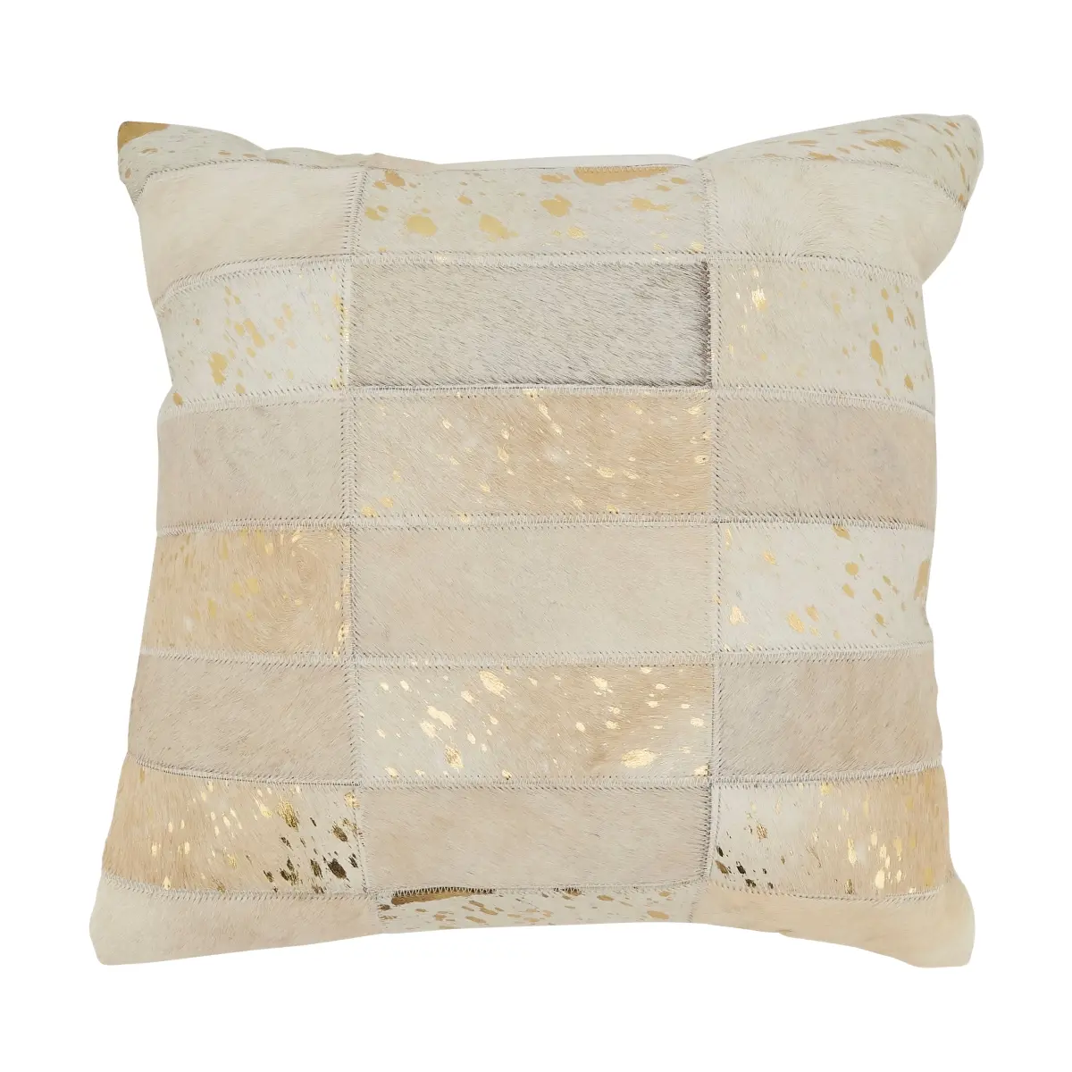 Saro Lifestyle 1141.I16SC 16 in. Luxe Hair on Leather Square Throw Pillow Cover, Ivory
